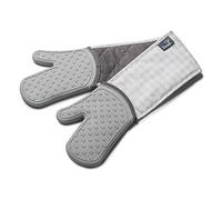 Zeal V133S Silicone Heavy Duty Double Oven Gloves Mitts, French Grey (94 cm Long) - Gingham
