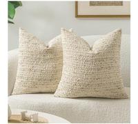 Zealax Textured Boucle Pillow Covers 20x20 Neutral Throw Decorative Pillow Covers for Bed Couch, Luxury Accent Pillow Cases Square Cushion Covers Set of 2, Cream