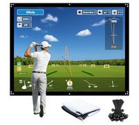 ZEALFEEL 9x7ft Golf Simulator Impact Screen for Training, 14 Gromment Holes,Durable Projector Screen with 10 Bungee Cords, 2 Layer Impact Screen for Home/Indoor/Garage
