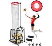 ZEALFEEL Volleyball Setter Training Equipment 6 Height & 5 Angle Adjustments, Volleyball Setter Training Net with Target Cloth Collection Bag 4 Wheels & Sandbag, Setting Trainer for Indoor Outdoor