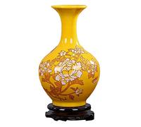 ZEALMAX Chinese Style Ceramic Vase, Home Art Decorative Flower Vase for Table, Shelf, Living Room, Home Decor, Yellow