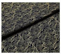 ZEALMAX Japanese Style Bronzing Fabric, Elegant Handmade Cloth DIY Sewing Weaving Crafting, Xiangyun, Black Gold