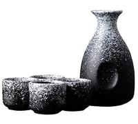 ZEALMAX Japanese Style Sake Wine Set, Classical Ceramic Retro Wine/Tea Glass Set for Solo Drinking and Parties, A