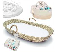 ZEAL'N LIFE Baby Moses Changing Pad for Dresser with Changing Pad Covers x2 and Calender, Moses Basket for Baby, Changing Table Dresser, Baby Diaper Changing Pad, Changing Table Topper (Seagrass)