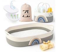 ZEAL'N LIFE Diaper Basket with Changing Mat, Baby Blankets and Changing Pad with Waterproof Cover - Baby Moses Basket, Baby Diaper Basket, Baby Changing Mat (Grey)