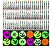 Zealor 100 PCS Halloween Glow in The Dark Bouncy Balls with Colorful Streamers Glowing Bouncy Balls for Halloween Party Supplies Goodie Bag Fillers Trick or Treat School Classroom Game Prizes