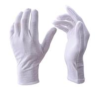 Zealor White Gloves, 12 Pairs Soft Cotton Gloves, Coin Jewelry Silver Inspection Gloves, Stretchable Lining Glove, Large Size
