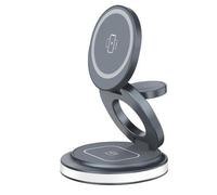 ZealSound 3-in-1 Foldable Fast Wireless Charger for Apple Devices, iPhone 12-16 & 8-11, AirPods Pro 2/3/4, Apple Watch 2-9 & Ultra/SE,Portable Magnetic Charging Station (w/ 30W UK Plug)