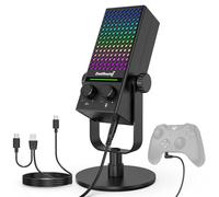 zealsound RGB Gaming Microphone for Xbox, PC & Phone, USB Condenser Mic with Noise Reduction, Mute Button & Real-Time Monitoring for Steam, Podcast, Twitch, YouTube & Discord Chat