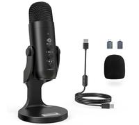zealsound USB Condenser Microphone for PC Laptop Phone, Plug & Play Desktop Microphone with Noise Reduction, Mute, Gain & Echo, Studio Podcast Mic for Gaming, Streaming, ASMR & Recording, k66 Black