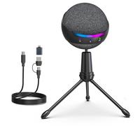 zealsound USB Condenser Microphone for PC Laptop & Phones, RGB Desktop Podcast Mic with Noise Cancelling, Touch Mute, Gain & Monitoring, Plug and Play for Recording, Gaming, Streaming, ASMR, P9