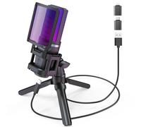 zealsound USB Gaming Microphone PC Phone PS5 with 2 Adapters(USB-C & Lightning Jack), Tripod Stand, RGB Destop Condenser Mic for Podcast, Streaming, Recording, Discord Twitch YouTube, GarageBand A68