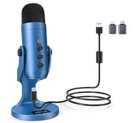 zealsound USB Microphone for pc and phones, with Noise Reduce, Quick Mute and Echo for Singing, Recording, ASRM, Streaming, Podcast, Gaming, Plug & Play Studio Desktop Mic - k66 Blue