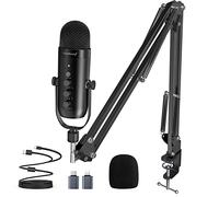 zealsound USB Microphone Kit for PC iPhone Phone, with Arm/Noise Reduction/Mute, Condenser Podcast Mic for Streaming, Recording, Gaming ASMR YouTube on PS5 Mac, Incl. USB-C & Lightning Adapter, k66S