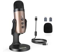 zealsound USB Microphone, Podcast Mic for PC, iPhone & Phones, k66 Gold