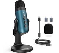 zealsound USB Microphone, Podcast Mic for PC, iPhone & Phones, k66 Teal