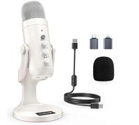 zealsound USB Microphone, Podcast Mic for PC, iPhone & Phones, k66 White