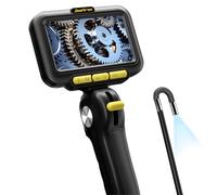 Zealtron Two-Way Articulating Borescope with Light, 5 Inch IPS Screen Industrial Endoscope with 0.24in/6.2mm Articulated Probe, 5ft Highly Resilient Snake Cable Inspection Camera for Wall Automotive