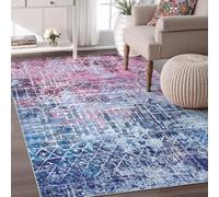 Zealude Boho Abstract Purple Pink Rugs for Bedroom Girls Kids, Washable 5x7 Preppy Colorful Area Rug for Living Dining Room, Non Slip Modern Pastel Carpet for Playroom Nursery Girls Room (5 x 7)