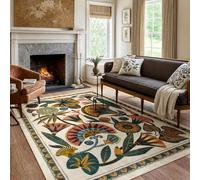 Zealude Egypt Floral Washable Area Rugs for Living Room 5x7 Boho Large Vintage Beige Bedroom Dining Room Rug,Non Slip Soft Throw Carpet for Entryway Kitchen Office Hardwood Playroom (5 x 7)