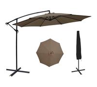 ZealWe Garden Parasol Umbrella, 3m Cantilever Patio Parasols with Cover and Crank Handle, Banana Parasol Sun Shade with Cross Base and 8 Ribs for Beach Pool Lawn Backyard Deck, Khaki
