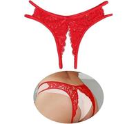 ZeaMolly Lace Thongs for Women Stretch French Knickers Plus Size G-String Tanga Sexy Underwear with Back Bow Hipster Panties Cheeky Low Waist Bikini Thongs Briefs Hollow Out Naughty Lingerie
