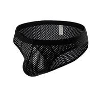 ZeaMolly Men's Mesh Briefs Sexy Pouch Underwear Low Rise Breathable Knickers Low Waist Soft Underpants Panties Jockstrap Male See Through Thong Strings Hollow Underpants with Elastic Waistband