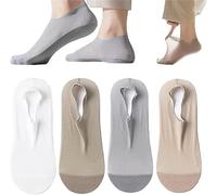 Zeanaturals Ultra Thin Liner Non Slip No Show Socks, Soft Breathable Ice Silk Sock, Thin No Show Breathable Socks (4 Pairs-B,One Size)