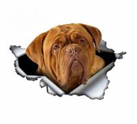 ZEARLY 13cm Pet Dog Gift Dogue De Bordeaux Car Sticker 3D Torn Metal Original Design Vinyl Car Trunk Bumper Custom Brand Decal
