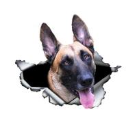 ZEARLY Belgian Malinois Car Sticker Torn Metal Decal Reflective Waterproof StickersBelgian Shepherd Pet Dog 3D Personality Decals 13cm