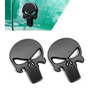 Zeathery 2 PCS Car Punisher Skull Sticker Decals, 3D Metal Scratch-resistant Waterproof Fun Stickers, Personalized Vehicle Scratch Cover Decoration, for Most Vehicles (Black)