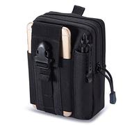Zeato Tactical Molle Pouch EDC Utility Gadget Belt Waist Bag Pocket Organizer with Cell Phone Holster Holder for iPhone Xs Max/XR/Xs/X 8/8 Plus Samsung Galaxy S10 S9 S8 Pixel LG HTC and More (Black)