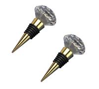 ZeawIEsvbyt Vaccum Sealer Wine Stopper, Diamond Ball Wine Plug Glasses Decanter Stopper Replacement Wine Bottle Sealer Cork for Gifts Bar Party Wedding (2, Gold A)