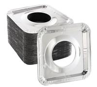 ZEAYEA 100 Pack Aluminum Foil Stove Burner Covers, 8.5" Square Disposable Gas Burner Liner, Gas Range Protector Bibs for keep Gas Range Clean