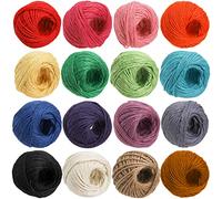 ZEAYEA 16 Rolls Colored Jute Twine, 1312 Feet 16 Colors Jute String, 2mm 3 Ply Craft String for Artworks, DIY Crafts, Decoration, Bundling