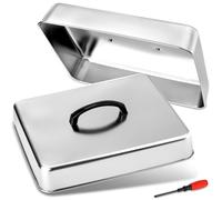 ZEAYEA 2 Pack 13 x 11.3 Inch Griddle Basting Cover, Stainless Steel Cheese Melting Domes, Rectangular Metal Steaming Cover, BBQ Grilling Accessories for Flat Top Griddle, Indoor or Outdoor Camping