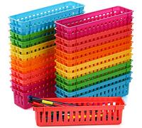 ZEAYEA 24 Pack Classroom Storage Baskets, Classroom Pencil Organizer Baskets for Desk, Drawer, Plastic Pen and Pencil Basket Trays, Crayon Basket for Office Home, 9.3" L x 2.2" W x 2.4" H
