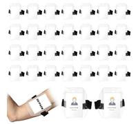 ZEAYEA 30 Pcs Arm Badge Holder, Armband ID Card Holder with Black Adjustable Elastic Strap, Clear PVC Name Tag Holder for Sport Ski Pass Work Pass