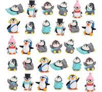 ZEAYEA 30 Pcs Mini Penguin Figurines, Cute Penguin Characters, Mini Cartoon Cake Topper Decoration for Gift Birthday Christmas Home Decoration DIY Accessories Garden Micro Landscape Model