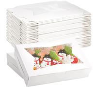 ZEAYEA 36 Pcs White Bakery Boxes, 30.48 x 20.32 x 6.35 cm Cookie Treat Boxes with Clear Window, Pastry Box for Desserts Strawberries, Pie Boxes for Muffins, Donuts, Biscuits, Cupcake, Easy to Assemble