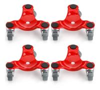ZEAYEA 4 Pack 6-Inch Steel Tri-Dolly, 200 lbs / 90 kg Load Capacity 3 Wheel Mover's Dolly for Moving Furniture, Appliances, Cabinet, Table, Piano