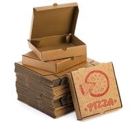 ZEAYEA 40 Pack Small Pizza Boxes, 7.3" L x 7.3" W x 1.6" H Cardboard Food Delivery Boxes, Kraft Take Out Food Containers, Takeaway Packaging Boxes for Pizza, Cookies, Cake, Party Favors, Wedding