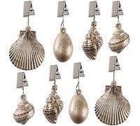 ZEAYEA 8 PCS Sea Shell Tablecloth Weights, 8 Count Nautical/Beach Style, Stainless Steel, Waterproof, Perfect for Picnics, Weddings, Home Decoration