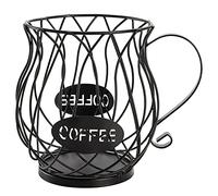 ZEAYEA Coffee Pod Holder and Organizer Mug, Large Capacity K Cup Coffee Capsule Basket for Counter Coffee Table Bar, Metal Espresso Pod Keeper Storage for Home Cafe Hotel, Black