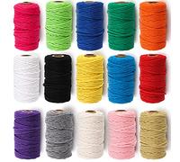 ZEAYEA Macrame Cord, 3 mm x 480 m, Natural Cotton, 4-ply, Twisted, Soft Cotton Cord, for Artwork, Wall Hanging, Plant Hanger, Crafts, Knitting, 15 Colors