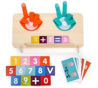 ZEAYEA Montessori Number Toys for 3 4 5 6 Year Old Boys Girls | Finger Counting Maths Toys with Number Blocks and Flashcards, Educational Learning Manipulatives, Birthday Gifts for Toddlers