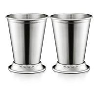 ZEAYEA Set of 2 Mint Julep Cups, Classic Stainless Steel Glasses for Party, Bar, Home, Restaurant, 12 oz Metal Cocktail Glasses for Beer, Juice, Beverage