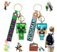 Zeaying 2 Pieces 3D Anime Character Keychain, Cartoon Keychain, Anime Character Pendant, Silicone Keychain with Colorful Cartoon