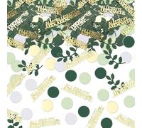 Zeaying 200 Pieces Confetti Green, Confettis Green Scatter Decoration, Confetti Baptism Gold Green, Youth Consecration Green Gold Table Decoration, Gold Green, Confettis, Birthday Party