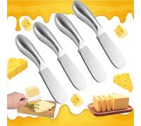 Zeaying Set of 4 Butter Knives, Small, Dessert Knife, Spreader, Stainless Steel, Butter Knife with Handle, for Cream, Cheese, Cake, Jam, Pastry Making, Kitchen Appliances 13.3 x 2.7 cm